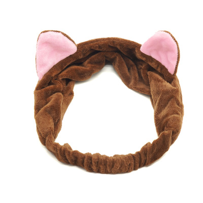 plusieurs styles mignon élastique oreilles de chat bandeaux pour femmes filles maquillage visage lavage bandeau coiffure casque accessoire de cheveux: vert militaire