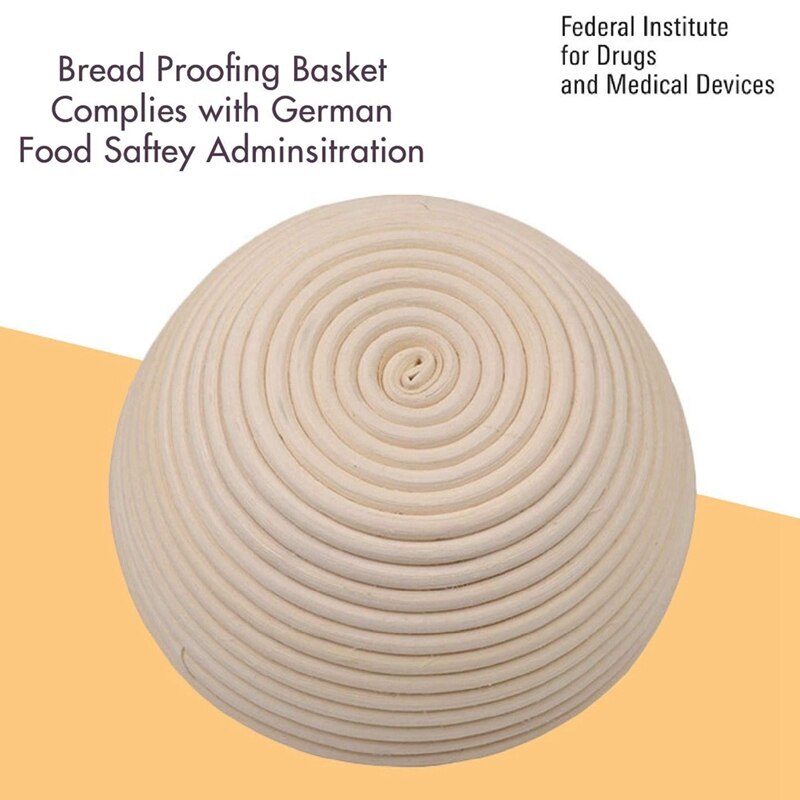 Bread Banetton Proofing Basket - Handcrafted 100% Natural Premium Rattan Proving Baskets and Silicone Brush Set