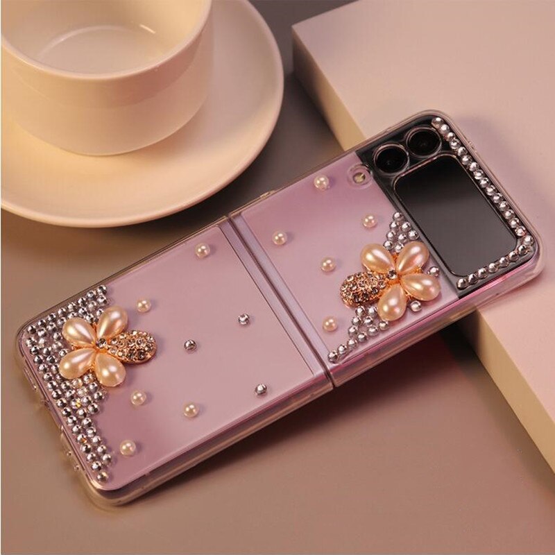 Luxury Crown Glitter Diamond Phone Case For Samsung Galaxy Z Flip 3 4 ZFlip 5G Shiny Rhinestone Transparent Hard Shell Cover: Galaxy Z Flip 4 / B