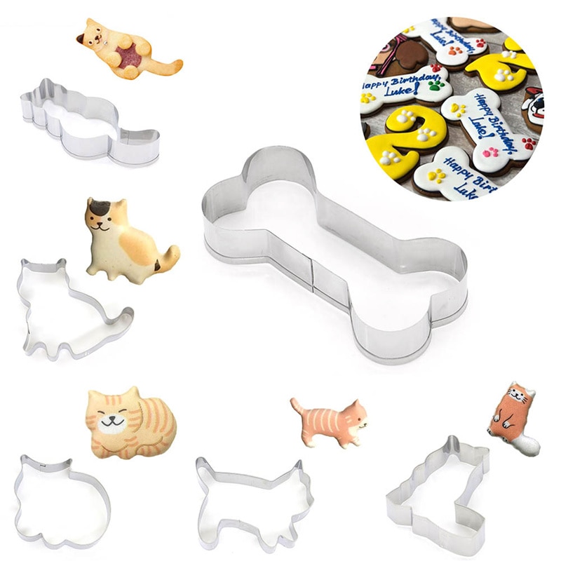 6 stijlen Dier Hond Bot Poot Cookie Cutter Mold 3D Suiker Ambachtelijke Pastry Biscuit Fondant Taart Bakvorm DIY cake Decorating