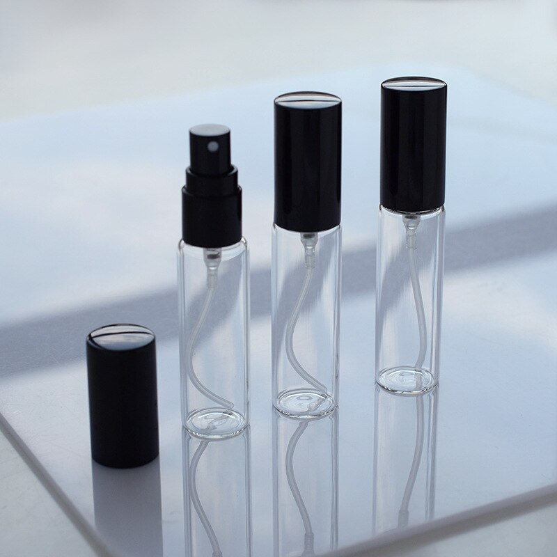 5ML/10ML Mini Perfum Sprayer Flacon Clear Thin Glass Perfume Bottle Spray Atomizer Empty Sample Vials Refillable Bottle: 5ml / Black