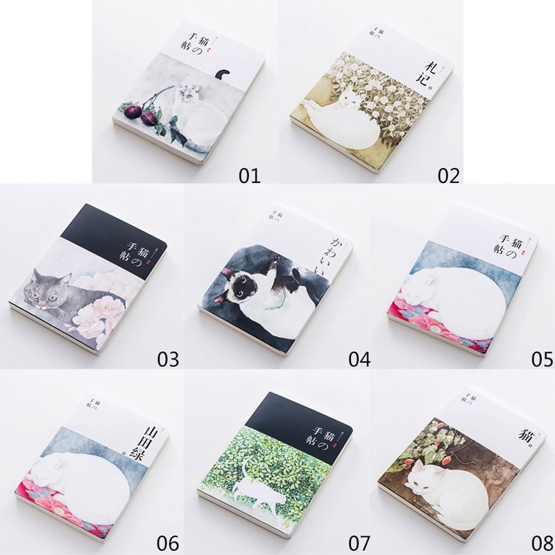 1Pcs 80 Sheets Cute Cat Notebook Paper Sketch Book Office School Supplies Blank Vintage Sketchbook Diary Drawing
