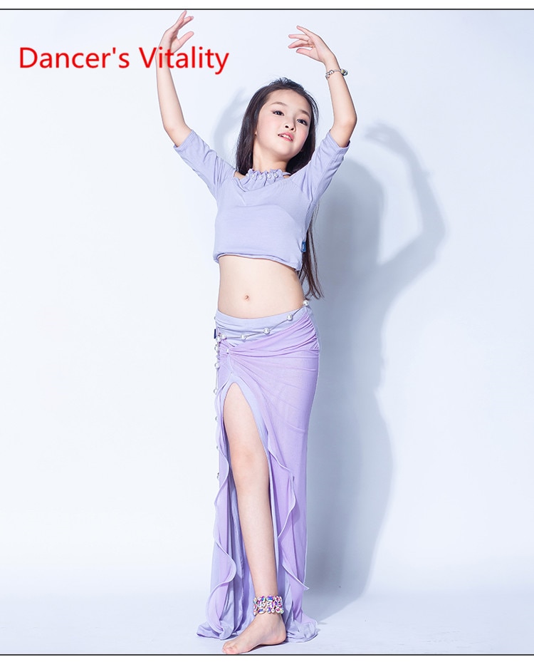 Falda de baile para niñas, ropa de entrenamiento de rendimiento, danza Oriental, traje de diosa perla, vientre,