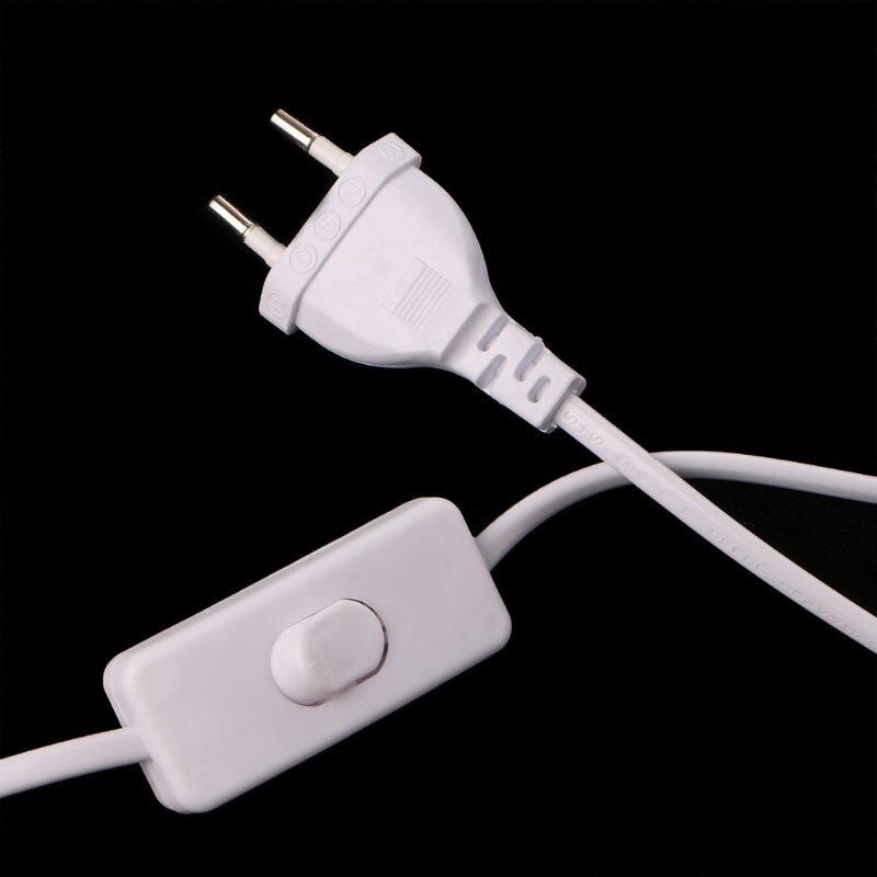 1.8m eu-kontaktkabel vit linje med på/av-knapp strömsladd för led-lampa
