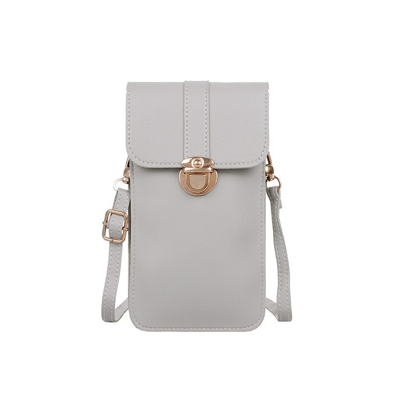 Women Wallet Cell Phone Wallet Big Card Holders Wallet Handbag Purse Clutch Messenger Shoulder Straps Bag: Light Gray