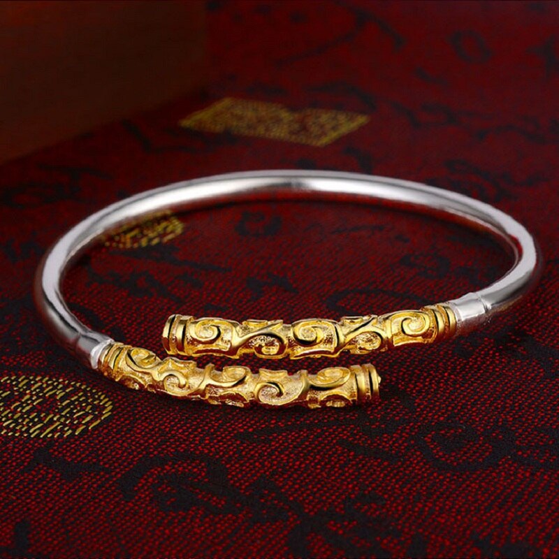 Handgemaakte Mannen Sieraden Thaise Vintage Vrouwen Bangle Armband Open Manchet Open Manchet Armband: 4