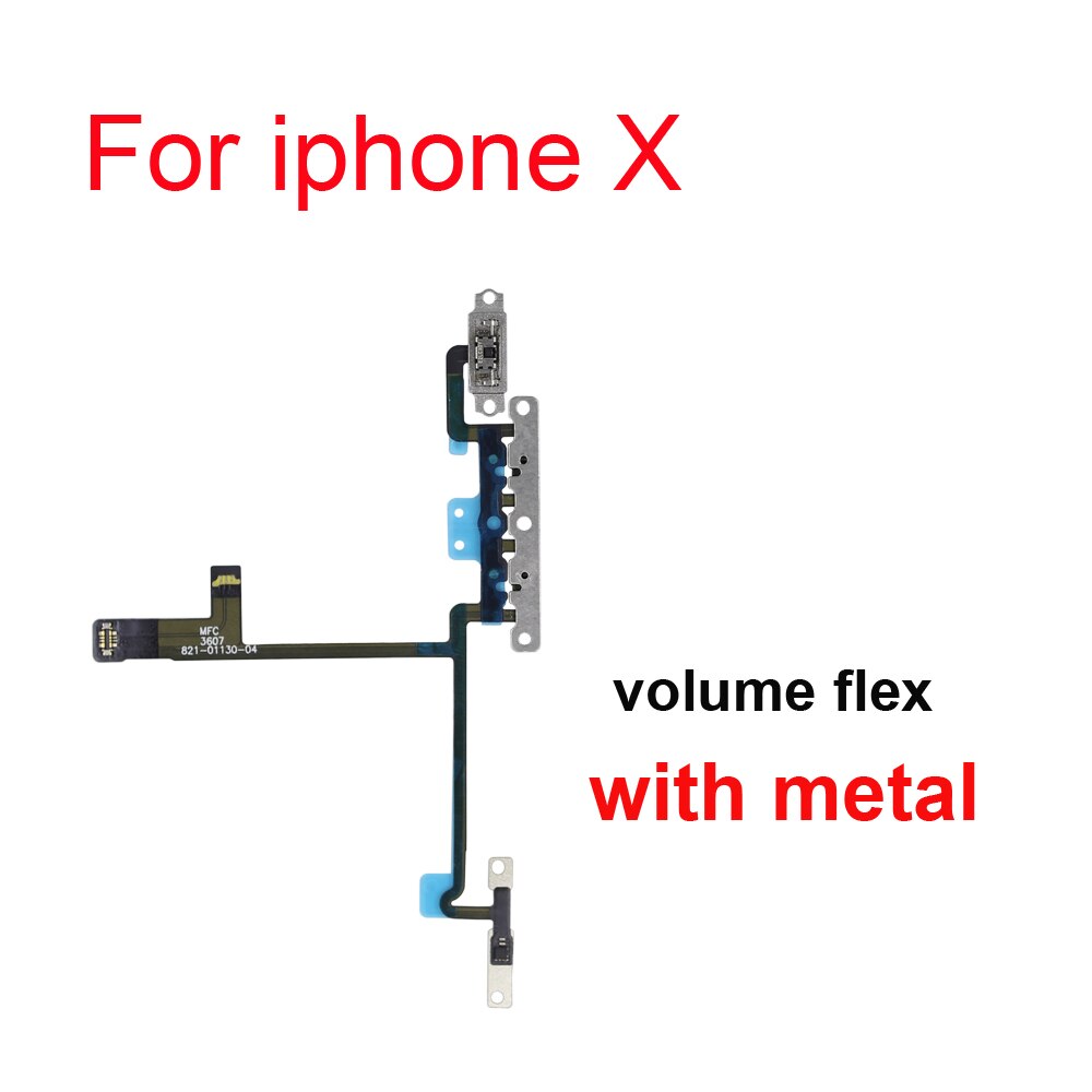 1 stk power flex med metalholder til iphone 5 5s 6 6s 7 8 plus mute switch strømstyrkeknap flex kabel: For x volumen