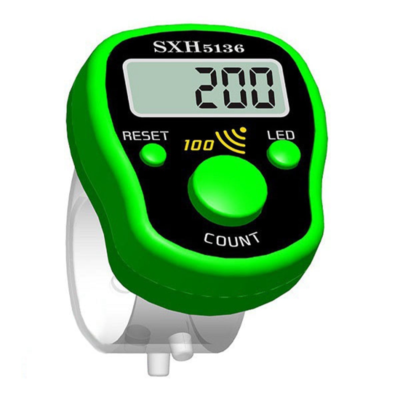 Mini With Stitch Mark And Line Pointer Counter Multi-Color Led Luminous Electronic Chanting Counter Sewing Knitting Tools: Green