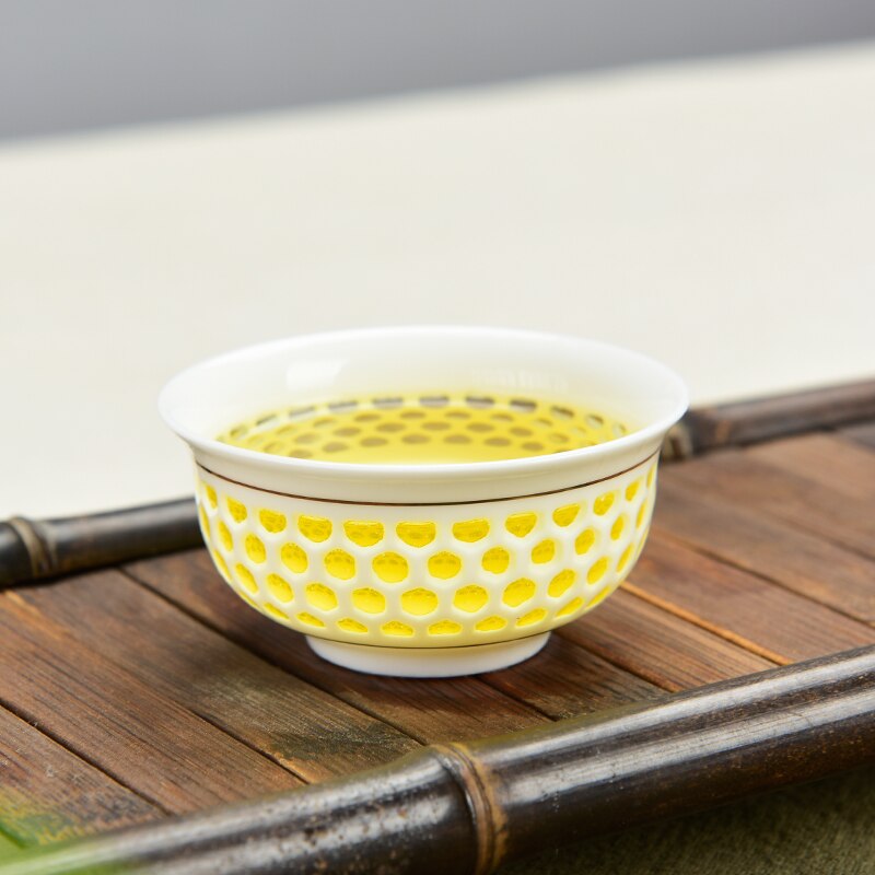 2pcs/lot porcelain tea cup on sales Chinese kungfu cup of tea hollow-out cups for Pu'er / green tea 45ml China