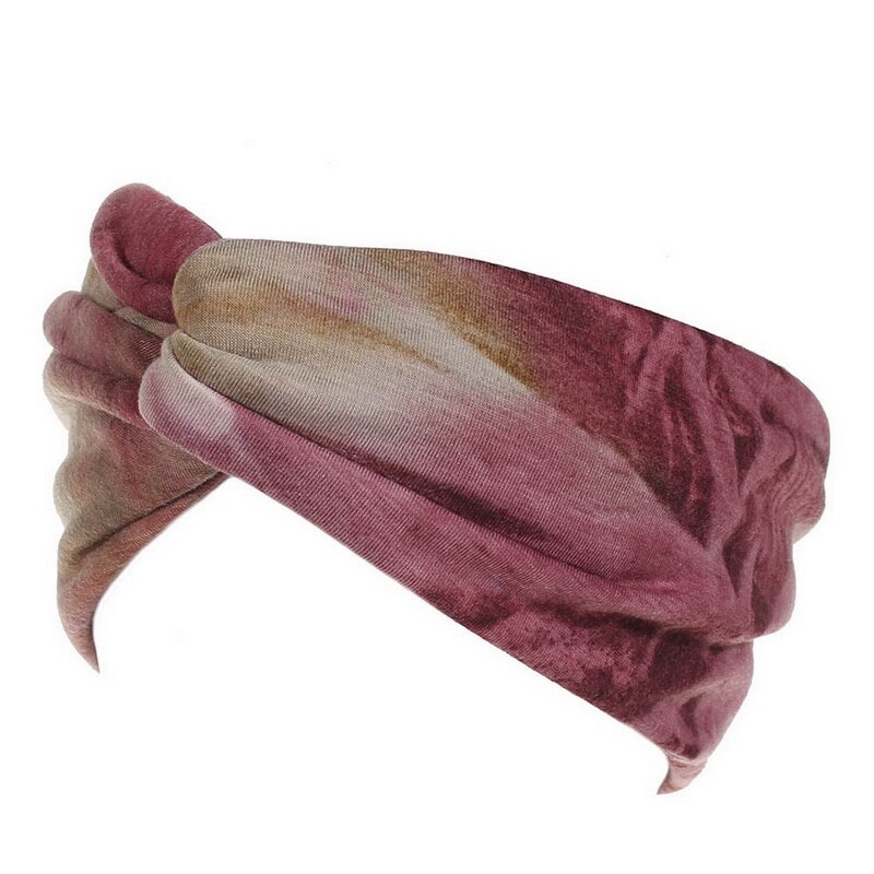 Vrouwen Geknoopt Hoofdband Bohemen Gradiënt Brede Stretch Mode Haarband Voor Meisje Elastische Tulband Koreaanse Spa Sjaal Accessoires