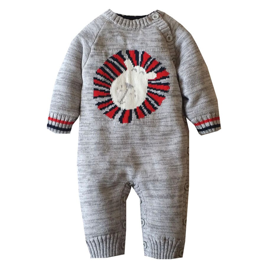 0-18M Gestrickte One-stück Baumwolle Baby Winter Strampler Langarm Dicken Pullover Für Baby Junge Mädchen ABS-1547: Grau / 18m