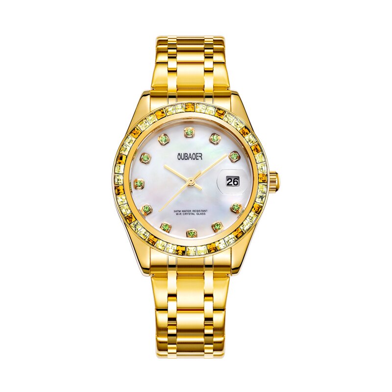 Relogios Femininos Oubaoer Top Luxe Kalender Quartz-Horloge Dames Horloges Vrouwen Rvs Strass Horloges Vrouwen