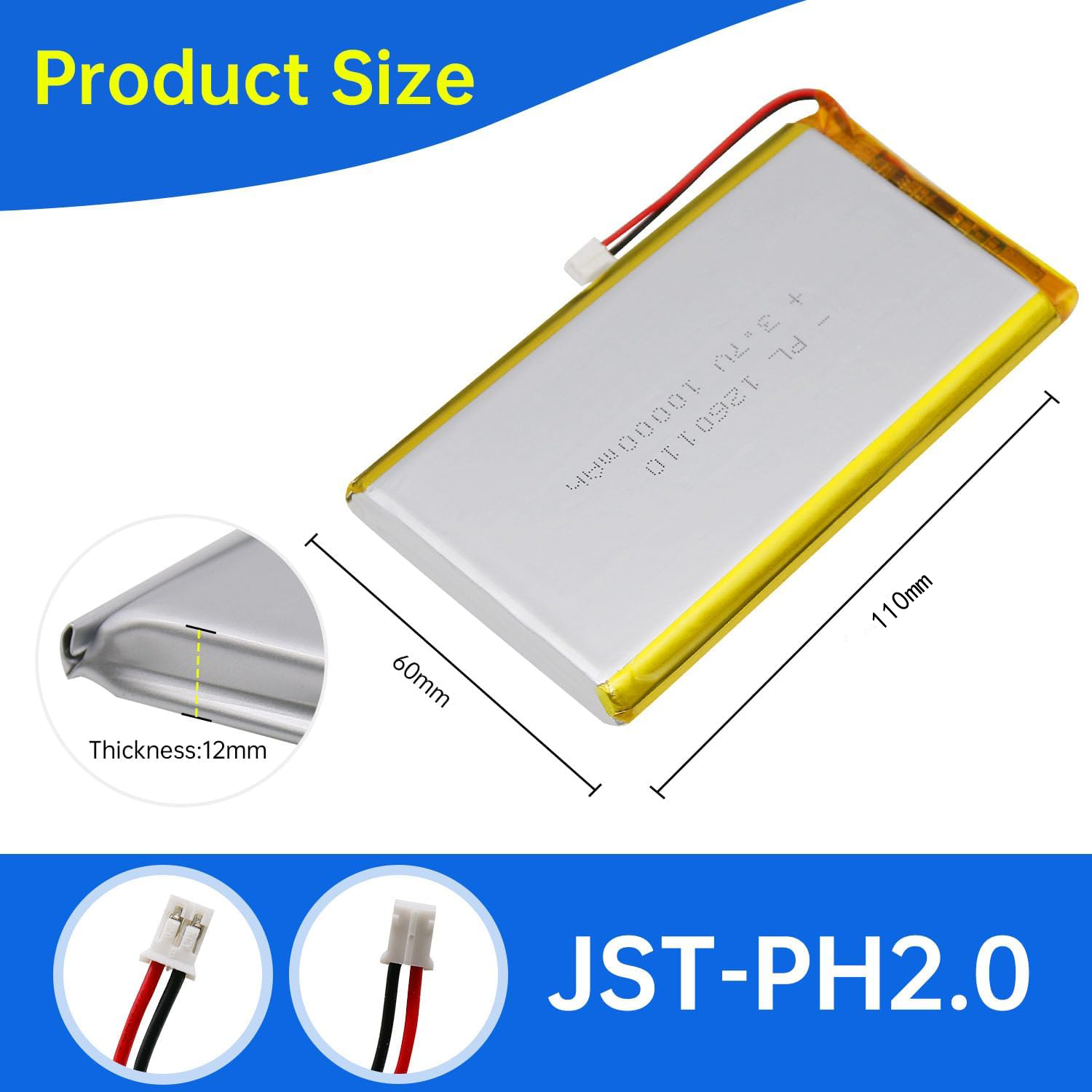 1260110 3.7V 37Wh 10000mAh Rechargeable grande Lipo charge ternaire Lipo Lithium polymère batterie capacité réelle pour batterie externe