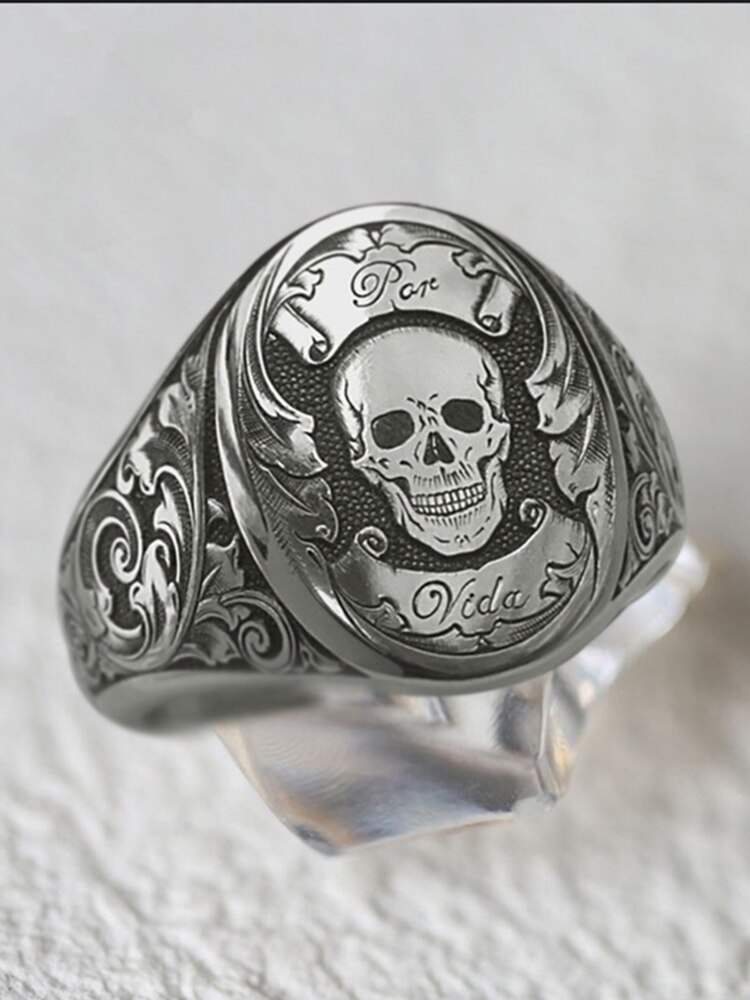 Punk Style Men's and Women's Rings Skull Ring Men and Women Retro Ring: 7