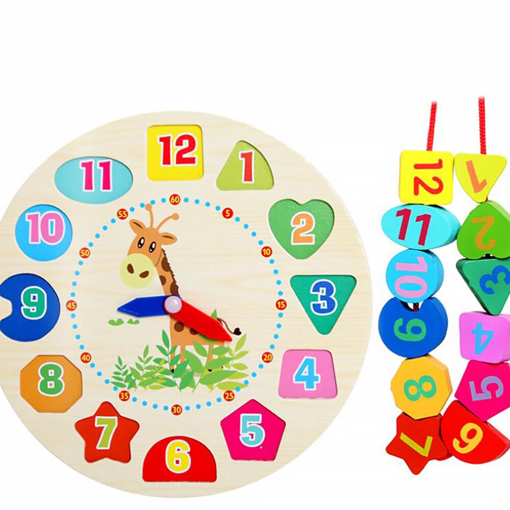 1pc koraliki zegar drewniany zegar zegar edukacyjny wczesna nauka dla chłopców dziewcząt małych dzieci