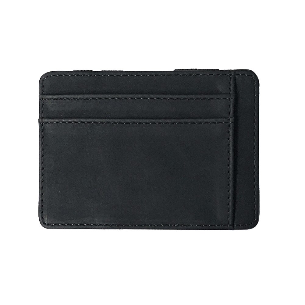 Men Wallet Small Size Magic Band Solid Color Card Holder Coin Purse FOU99: Black