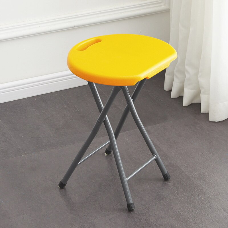 Thickened Plastic Folding Stool Household Living Furniture Round Restaurant Folding Chair Multifunctional Outdoor Portable Seats: yellow