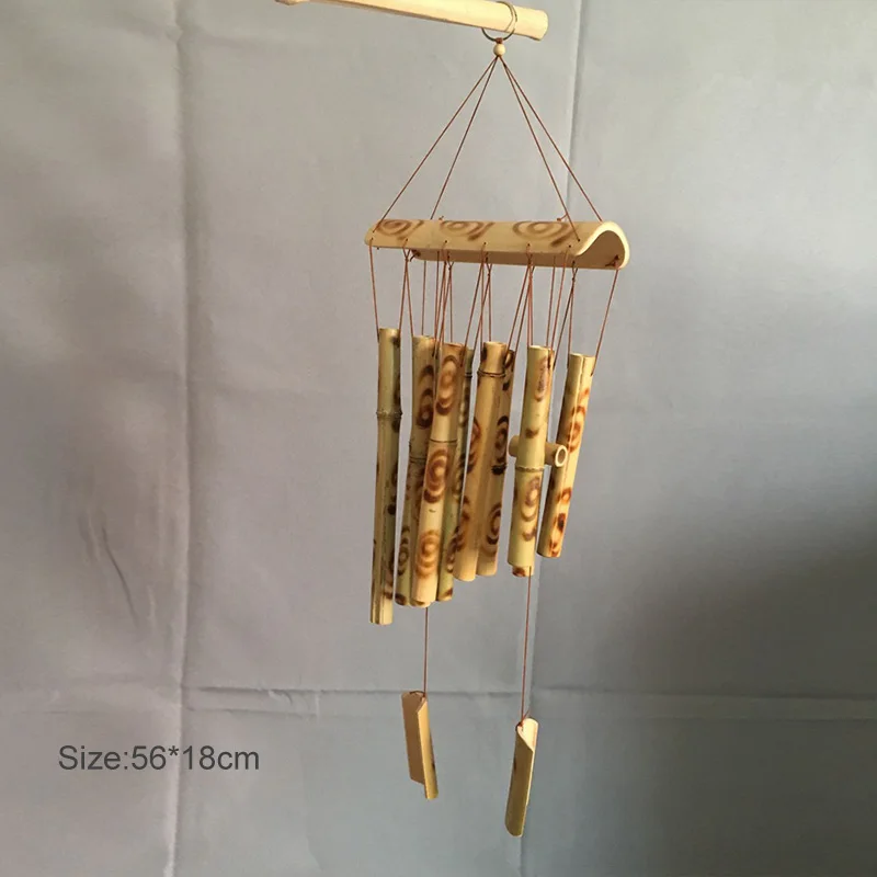 Handmade Tubes Bamboo Bell Natural Wind Chimes Indoors Pendant Balcony Home Hotel Decor Outdoor Yard Garden Windchime Crafts: light yellow