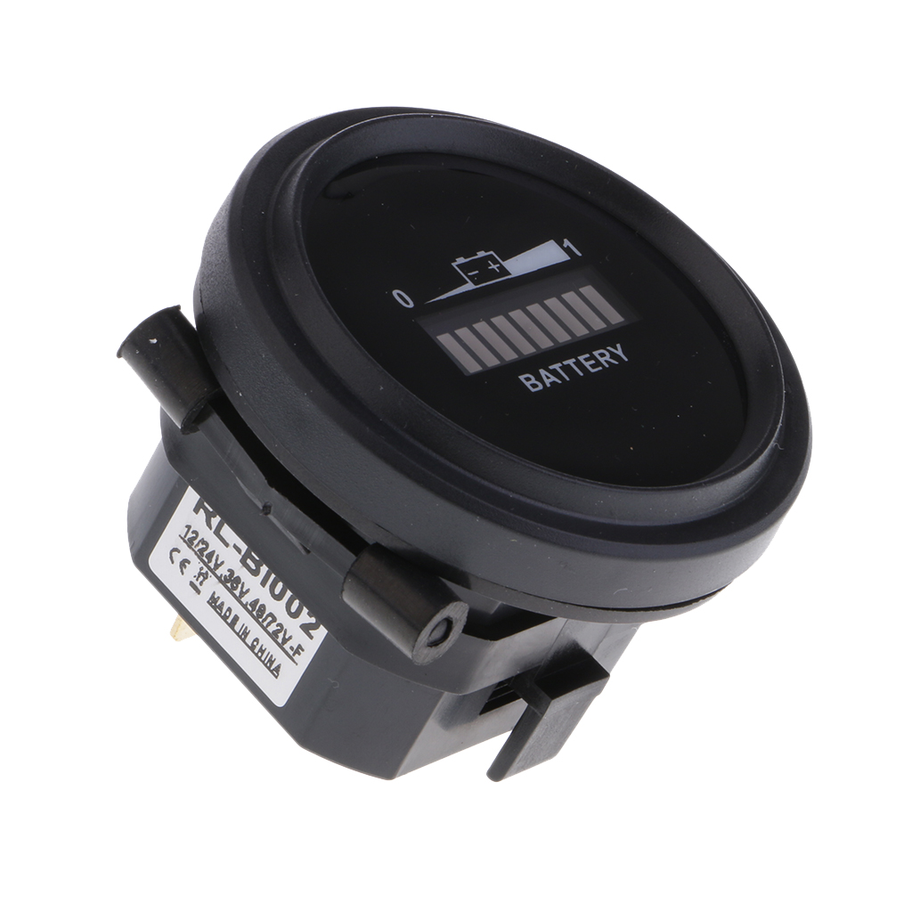 Rund led 12v 24v 36v 48v 72v batteri indikator meter måler ladestatus monitor for marinebåt golfbil scooter gaffeltruck