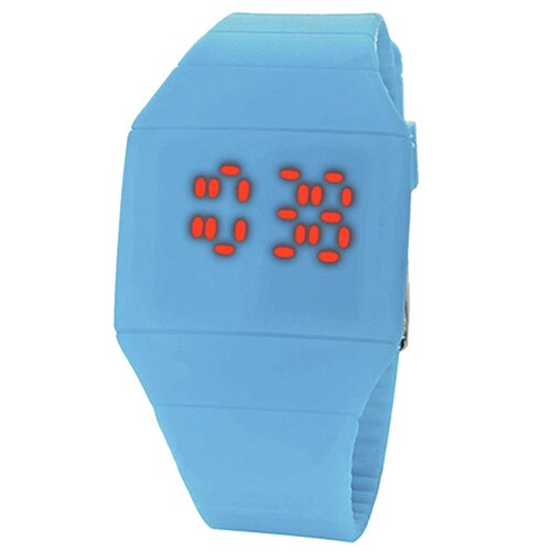 écran tactile Led montres numériques hommes femmes montres Ultra mince en plastique électronique montres Reloj Hombre Reloj Mujer: Bleu