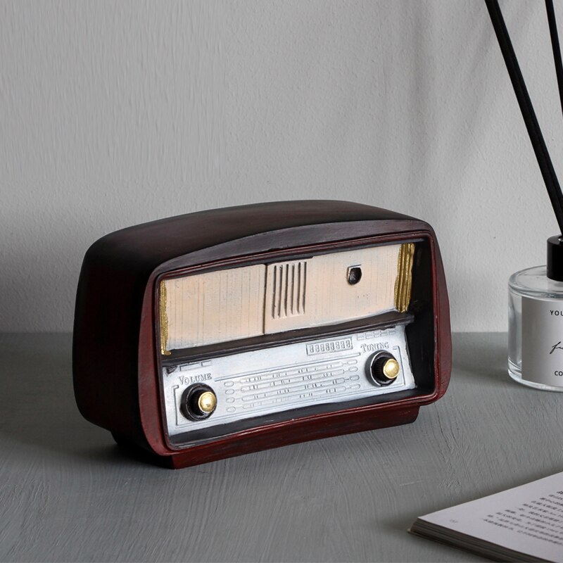 Europeisk stil harpiks radio modell retro nostalgisk ornamenter vintage radio håndverk bar innredning tilbehør antikk imitasjon