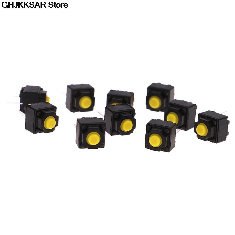 10 stücke Stumm Taste Stille Schalter Drahtlose Maus Verdrahtete Maus Taste Micro Schalter Gelb Push Button Schalter 6*6*7,3mm