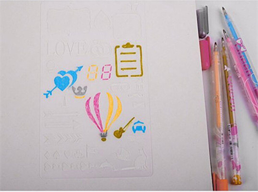 12pcs Bullet Journal Stencil Set Plastic Planner DIY Drawing Template Diary Planner Journal Notebook Diary Scrapbook