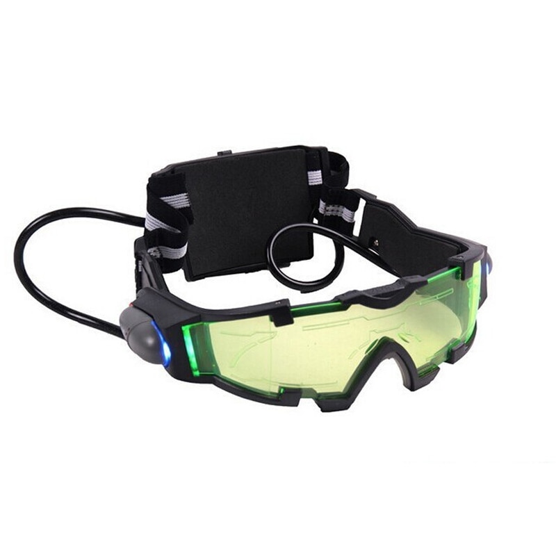 Gafas de visión nocturna con cristales tintados verdes, luces LED para accesorio de juego al aire libre, FEA889: Default Title