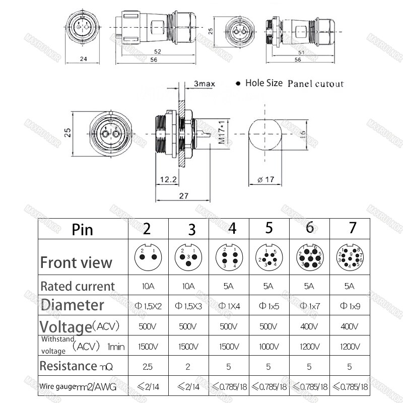 SP13 IP68 waterproof connector male plug & female socket 2/3/4/5/6/7/9 pin panel Mount wire cable connector aviation plug