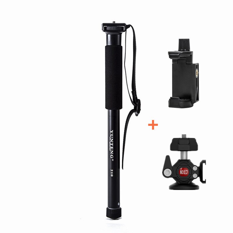 YUNTENG 218 Monopod Selfie Stick Stand Mountaineering Bracket for SLR Mirrorless Camera Mobile Phone Outdoor Travel Accessories: 218 Clip Tripod Head