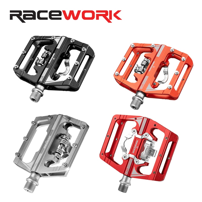 RACEWORK M215 pedały do ​​podnóżka rowerowego Mtb mieszane pedały klip podnóżek do roweru górskiego podwójna funkcja Spd aluminiowy podnóżek