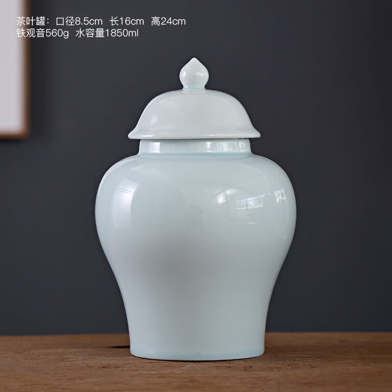 Recipiente grande de cerámica para almacenamiento de té, recipiente sellado para guardar alimentos, tarro decorativo para dulces, caja de té: C large 16x24cm