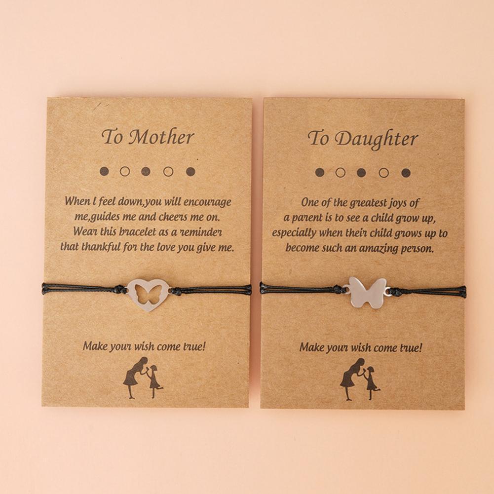 2 Stks/set Moederdag Kaart Armband Europa Amerika Holle En Staal Creatieve Vlinder Armband Stof Y1U2