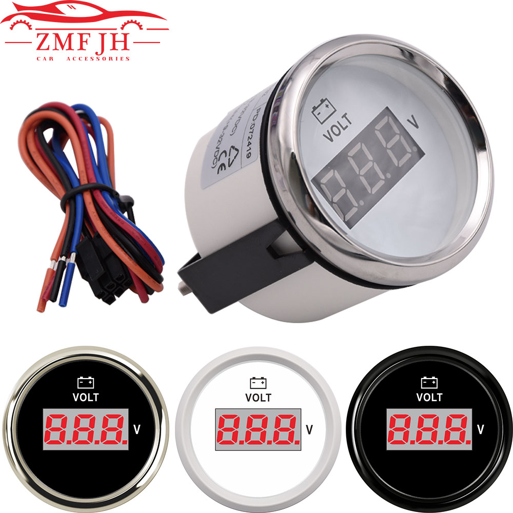 Voltmètre marin 12-24V jauge numérique de Volt de 52mm jauge de mètre de 8-32 Volts pour le voltmètre automatique de bateau de Yacht d'atv de camion de caravane