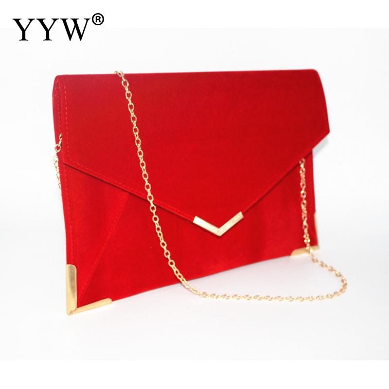 Rød kuvert håndtaske til kvinder koblingstaske sort skuldertasker pungskoblinger aftenfest prom sort koblingspung