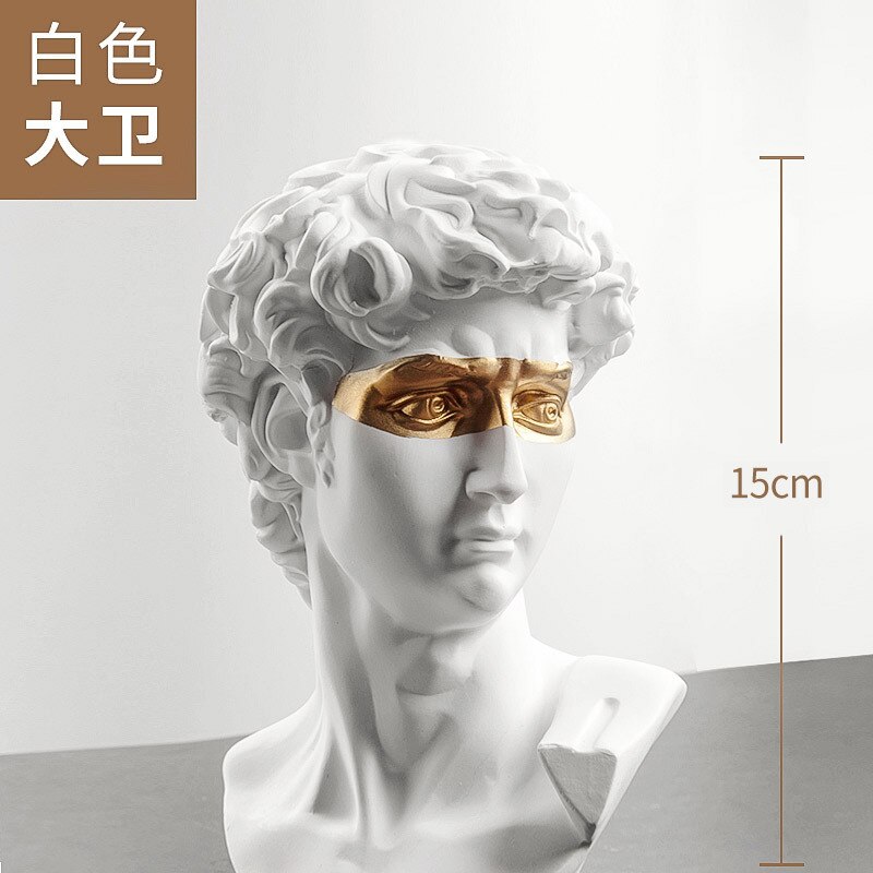 Sculpture David Head Resin Statue Europe David Statues Nordic Home Decoration Accessories Modern Home Decor Office Tabletop: David  White
