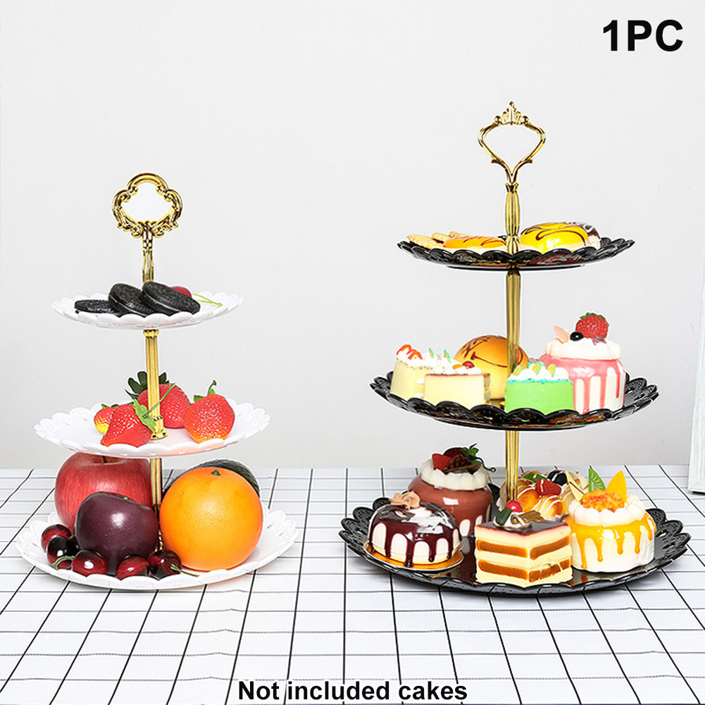 Cupcake europese stijl fruitbord huisdecoratie desserthouder plastic gebak afneembare feest bruidstaartstandaard 3-- laags serveerschaal