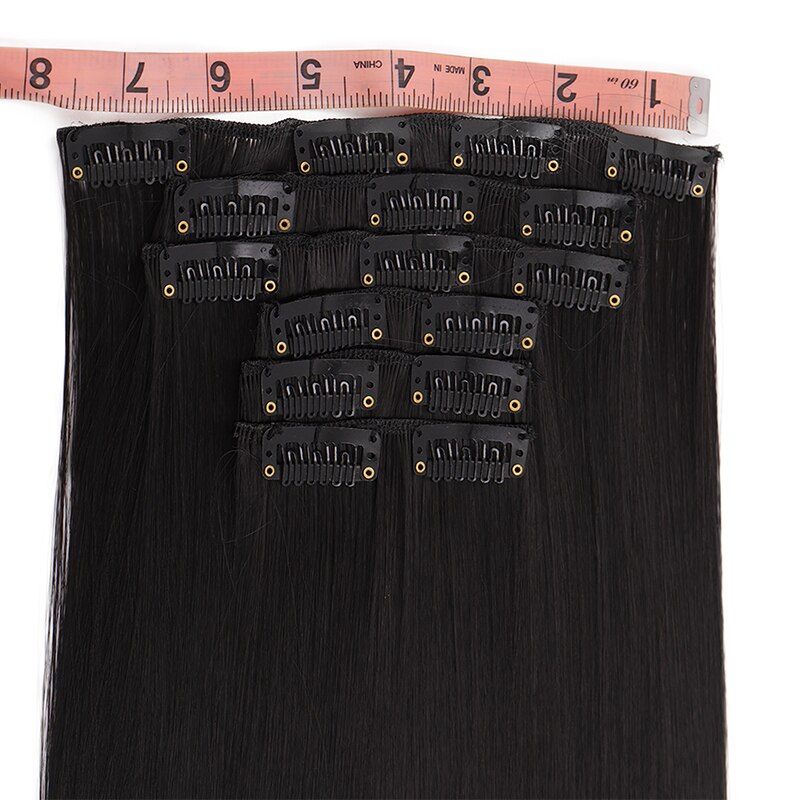 MANWEI Clips In Hair Extentions Women Synthetic Hair Extensions 6 Pcs/Set 16 Clips 22 Inch Synthetic Hair Piece