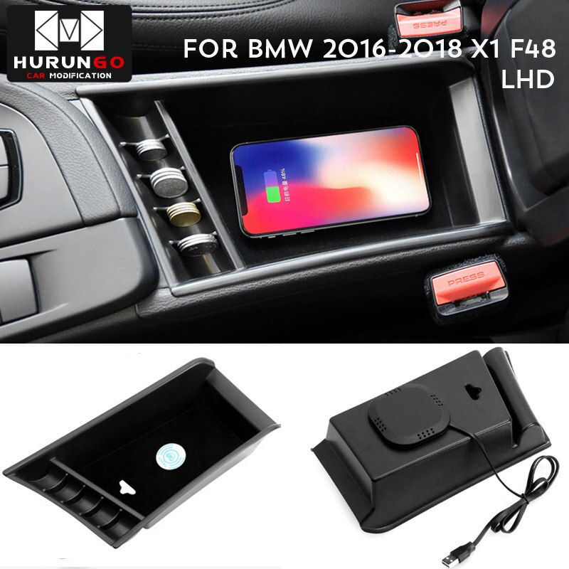 1lot Mobile phone wireless charging Central Armrest storage box For BMW X1 F48 /118i 120i F20 F21 saden: E