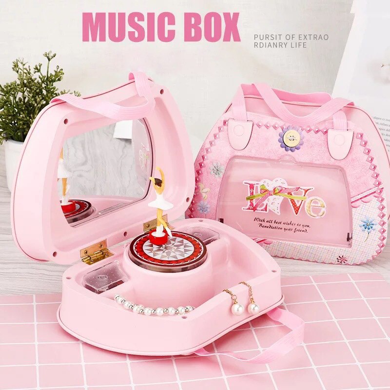 Klassisk roterande dansare ballerina piano musik låda urverk plast smycken låda smycken lådor halsband ring lagring arrangör: Typ 1