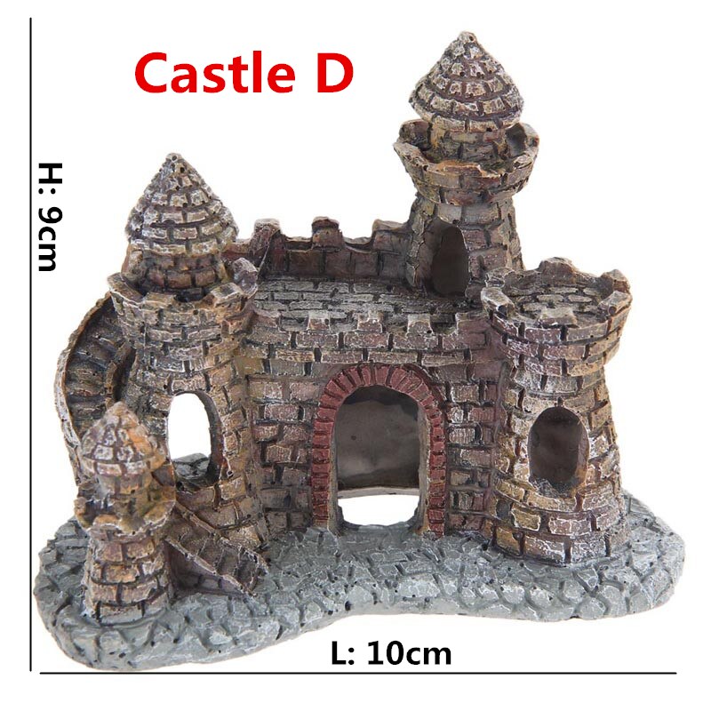 Aquarium Decorations Series - Classical Resin Castle Ornament,Eco-Friendly Fish Tank Castle Aquarium Accessories: D