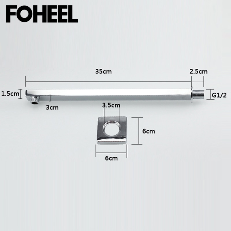 Wall Mounted Copper Shower Extension Arm Square Shower Wall Hanging Bathing Rod Bathroom Concealed Install Shower Arm