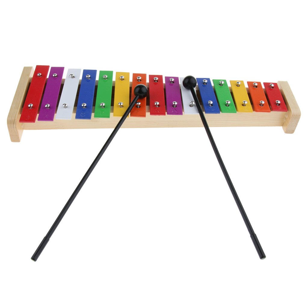 Juego de Mini Glockenspiel de percusión manual de xilófono de 15 notas de madera duradera