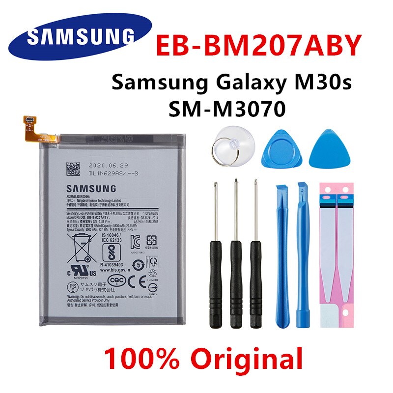 SAMSUNG original Battery For Samsung Galaxy S10 S20 S20+ S20 Ultra A90 A80 A71 A60 A51 A31 A20e A10e Note 10/10+ M30s A20S M11: EB-BM207ABY M30s