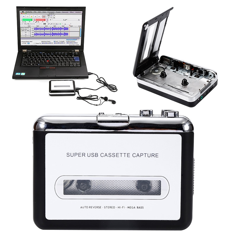 Zwart Handbagage Usb Cassette Capture Speler Cassette Te MP3/Wav Mustic Speler Usb Oplaadbare Cassette Recorders Speler converter