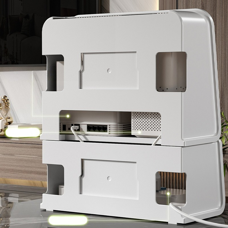 Pudełko robić przechowywania routera WiFi Gniazdo Przewód modem optyczny Kabel sieciowy Pudełko robić organizacji Montowane na ścianie Bez wiercenia Półka na dekoder