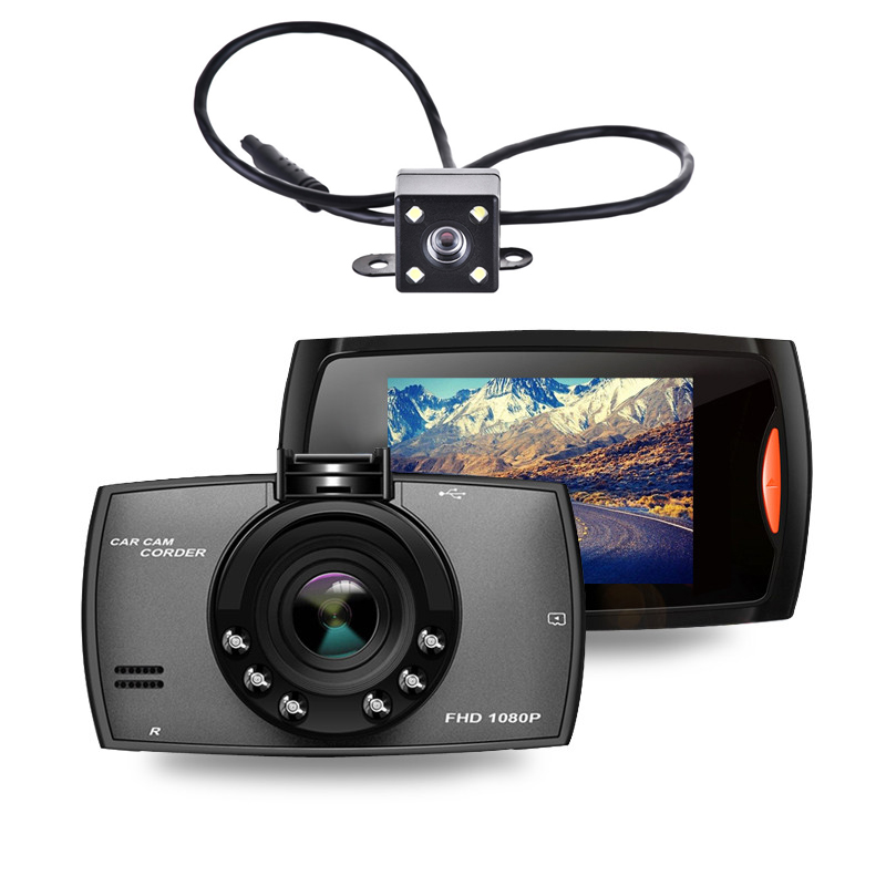 G30 caméra de tableau de bord DVR | Caméra arrière, double lentille, enregistreur vidéo 1080P HD, enregistrement en boucle de 2.2 pouces, Vision nocturne, capteur G, tableau de bord, caméra te: Dual Lens / Aucun