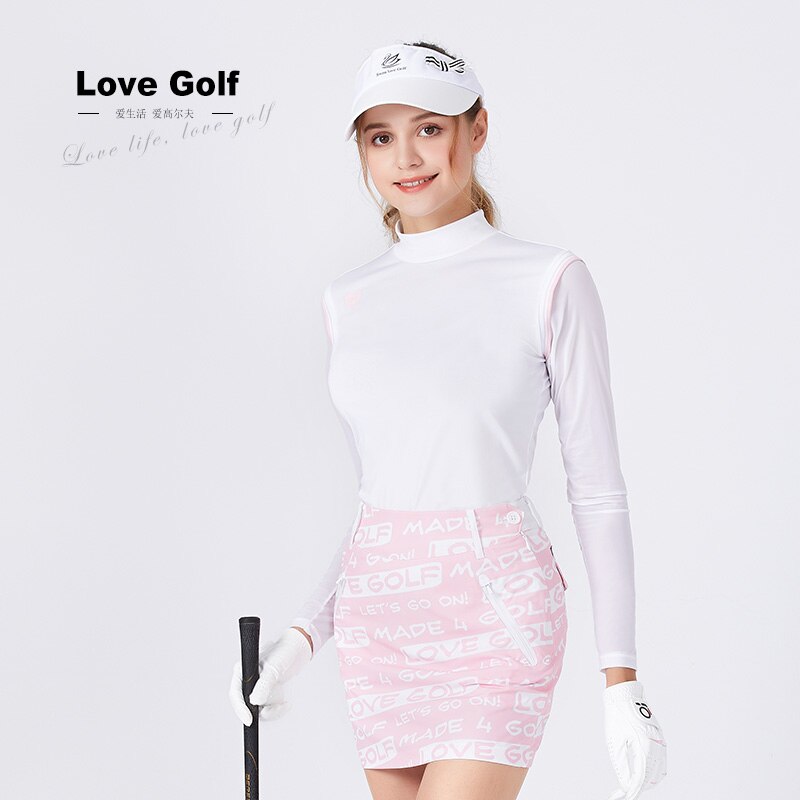 Chivalric store lgl 002 kvinders golfhvid træningst-shirt + lgs 002 pink kort nederdel kvinders sportsbeklædning sommer åndbar dragt: Lyserød nederdel / S