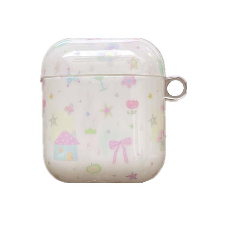 Estrellas de dibujos animados arco graffiti ins lindo estuche para auriculares imd caja de carga inalámbrica bluetooth para apple airpods 1 2nd 2 pro 3 4: M / Marrón