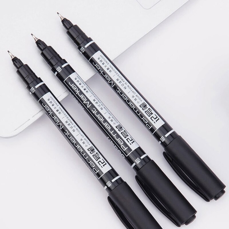 0.5/1mm Dual Double Tip Waterproof Pens Fast Dry Permanent Marker Environmental Ink two side smooth writing Stationery
